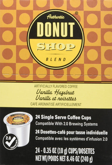 Authentic Donut Shop Blend Vanilla Hazelnut Single Cup Coffee for Keurig K-Cup Brewers, 24 Count